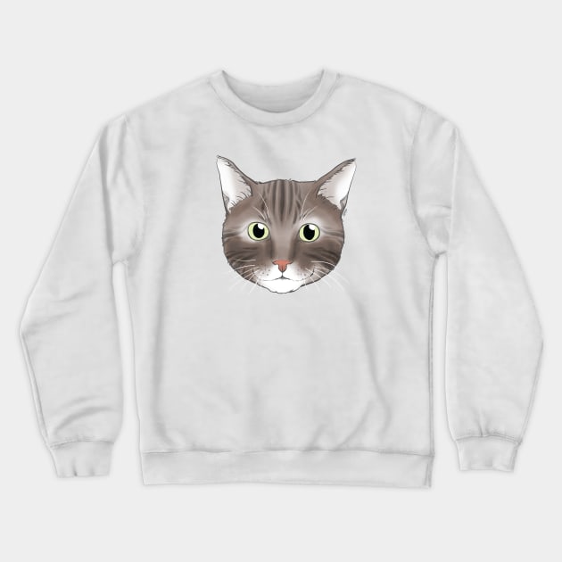 Tabby Cat Face Crewneck Sweatshirt by meownarchy